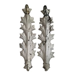 Pair Palm Frond Architectural Fragments Wall Hangings 32 inches Length 