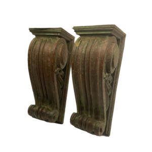 PAIR BRONZE ARCHITECTURAL CORBELS 12.5 inch tall x 5.5 inch wide 