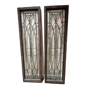 Pair American Beveled Glass Transom Windows 18 inches x 64.5 inches