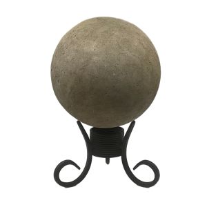 Garden Centerpiece Cement Ball on Iron Scroll Stand 15 inches tall